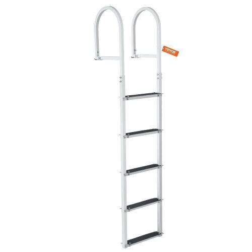 VEVOR Aluminum Alloy Dock Ladder with 3.1'' Wide Step & Nonslip Rubber Mat, Removable 5 Steps, 500 lbs Load Capacity - Lot 109