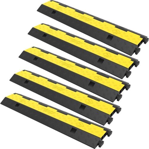 VEVOR Cable Protector Rubber Modular Speed Bump Ramp, 11000 LBS Load Capacity, 5 Pack - Lot 114