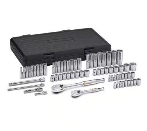 GEARWRENCH 1/4 in. and 3/8 in. Drive Standard & Deep SAE/Metric 90-Tooth Ratchet and Socket Mechanics Tool Set, 68-Piece - Lot 46