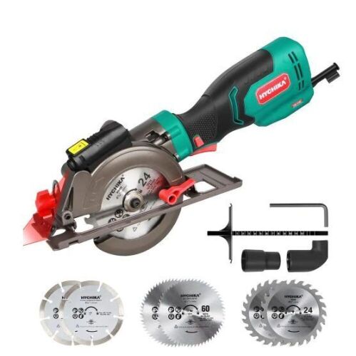 HYCHIKA 6.2 Amp 4-1/2 in. Electric Mini Circular Saw with 6 Blades Max Cutting 1-11/16 in. D 90°, Rubber Handle - Lot 172