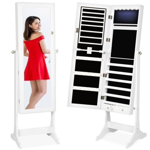 6-Tier Standing Jewelry Mirror Armoire w/ LED Lights  - Lot 394