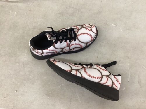 Baseball Print Shoes, Size 10W - Lot 456