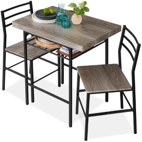 3-Piece Modern Square Dining Set w/ Storage Rack  - Lot 985
