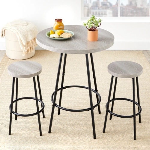 3-Piece Bistro Set Modern Round Counter Height Dining Set w/ 2 Stools - Lot 1749