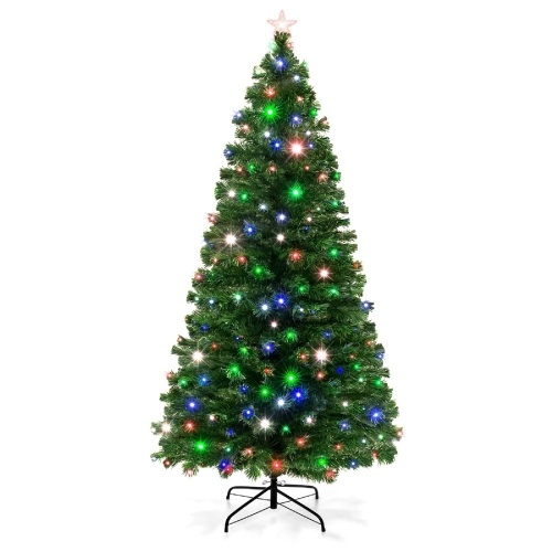 Pre-Lit Fiber Optic Pine Christmas Tree w/ Multicolor & LED Lights - Lot 9308