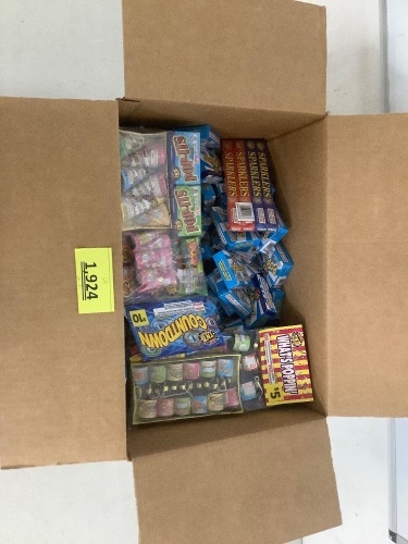 Box Of Assorted 4th Of July Supplies and Fireworks - Lot 1924