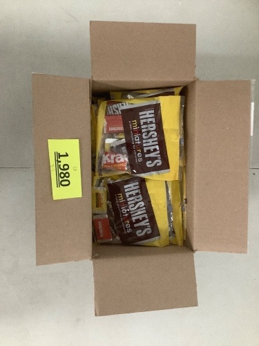 Box Of Bags Of Herseys Miniatures 12 count - Lot 1980