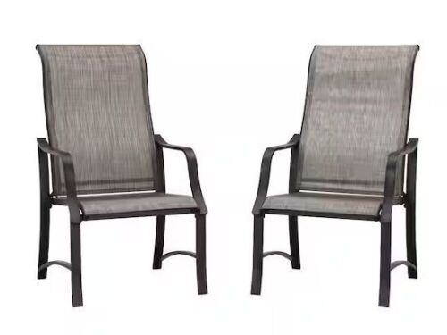 Patio Festival Sling Outdoor Dining Chair in Gray, 2 Pack  - Lot 173