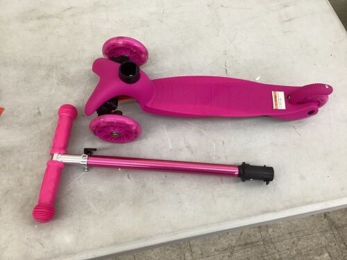 Kids Mini Kick Scooter Toy w/ Colorful Light-Up Wheels, Adjustable T-Bar - One Wheel Doesn't Light Up  - Lot 265