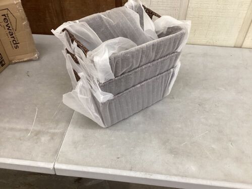 Set of 3 Seagrass Storage Tote Baskets, Laundry Organizer w/ Insert Handles  - Lot 296