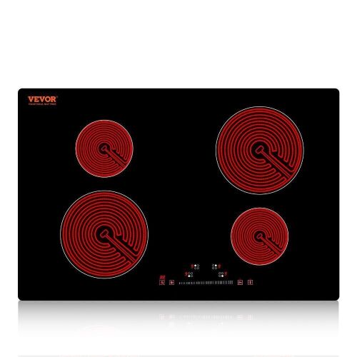 VEVOR 240V Glass Radiant  Built in Electric Stove Top with Sensor Touch Control, Timer & Child Lock, 23.2 x 20.5 inch 4 Burners, 9 Power Levels - Lot 336