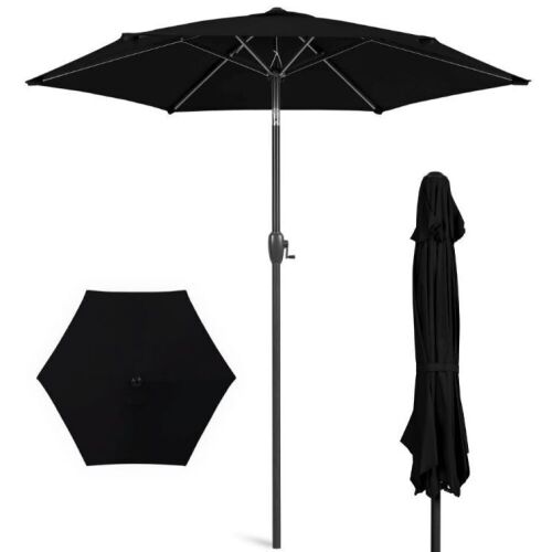 Outdoor Market Patio Umbrella w/ Push Button Tilt, Crank Lift - 7.5ft  - Lot 385