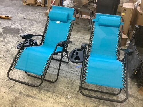 Set of 2 Adjustable Zero Gravity Patio Chair Recliners w/ Cup Holders  - Lot 459