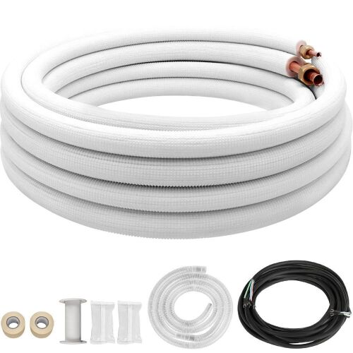 VEVOR Mini Split Copper Line Set 25ft Length, 3/8" & 1/4" OD Copper Pipes, for 9000 BTU - Lot 521