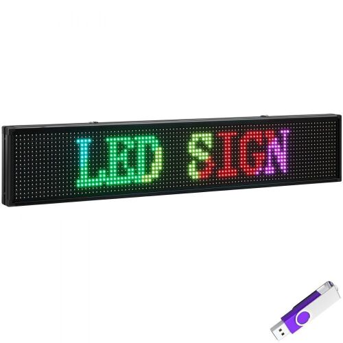 VEVOR 40 x 8 inch LED Scrolling Message Display RGB 7-Color P10 Digital Message Display Board Programmable by PC& WiFi & USB with SMD Technology  - Lot 559