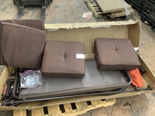 3-Seat Outdoor Canopy Swing Glider Furniture w/ Converting Flatbed Backrest - Uninspected - Lot 138