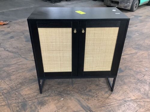 2-Door Rattan Storage Cabinet - Corner Damage - Lot 139