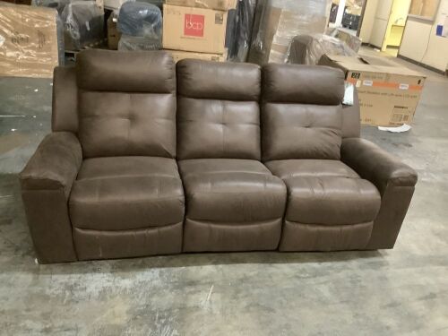 Reclining Sofa - Damaged Upholstery, Bottom Frame Bent & Makes Left Side Uneven  - Lot 147