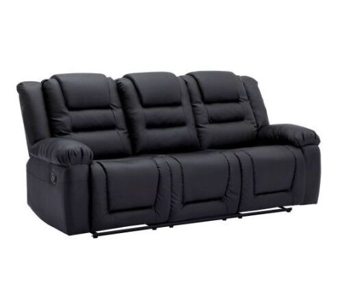 Merax 84.2 in. W Square Arm Rectangle Faux Leather Reclining Home Theater Sofa with Console and 2 Cup Holders - Lot 13