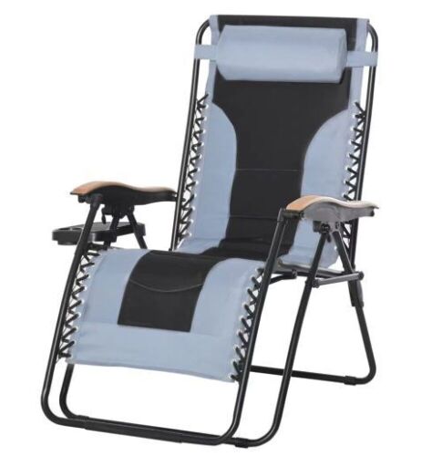 Outsunny Black Zero Gravity Folding Outdoor Lounge Chair Recliner with Sling Cushions  - Lot 150