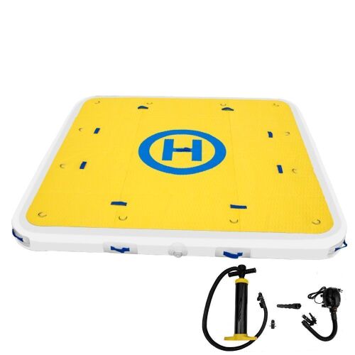 VEVOR Inflatable Dock Floating Platform, 8 x 8 ft, 3-5 Person Capacity, 6 inches Thick, with Hand Pump, Electric Air Pump & Storage Bag - Lot 444
