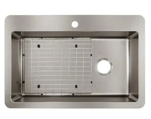 Elkay Avenue Stainless Steel 33 in. Single Bowl Dual Mount Kitchen Sink Kit - Left Side Flange Slightly Bent - Lot 161