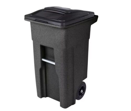 Toter 32 Gallon Blackstone Outdoor Trash Can/Garbage Can with Quiet Wheels and Attached Lid - Lot 165