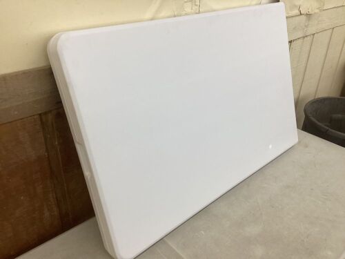 Portable Folding Plastic Dining Table w/ Handle, Lock, 8' - Light Damage to Top  - Lot 689
