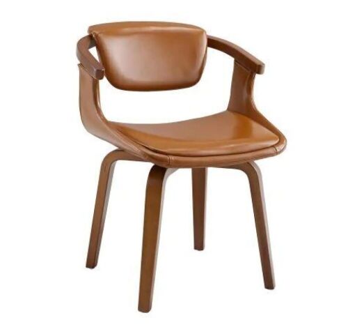 Art Leon Iva Brown Faux Leather Swivel Arm Chair with 4 Wood Legs - Lot 317
