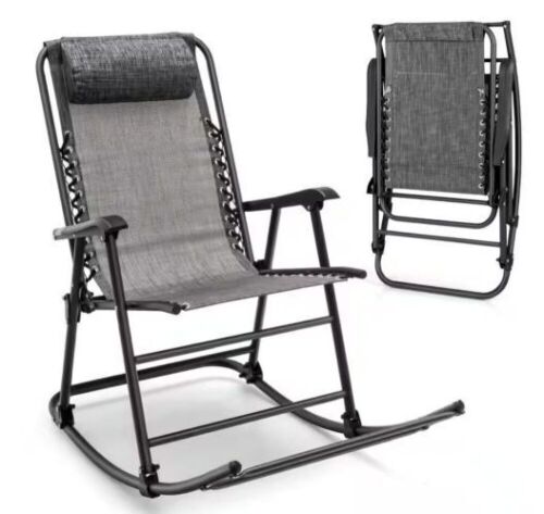Clihome Metal Outdoor Rocking Chair with Footrest - Lot 207