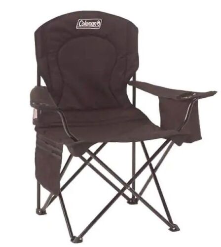 Coleman Steel Camping Chair with Built-In 4 Can Cooler in Black - Small Cut in Carry Bag  - Lot 560