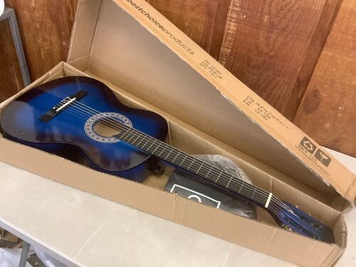 Beginner Acoustic Guitar Set w/ Case, Strap, Digital Tuner, Strings 38in - Light Damage on Back - Lot 552