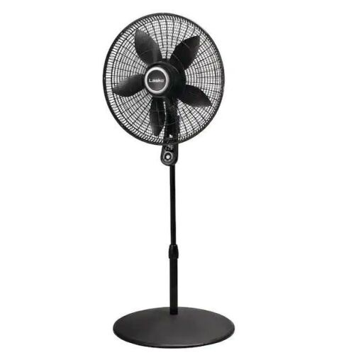 Lasko 20 in. 4 Speeds Pedestal Fan in Black with 90 Degrees Tilt Adjustment, Adjustable Height, Oscillating, Remote,Timer - Lot 573