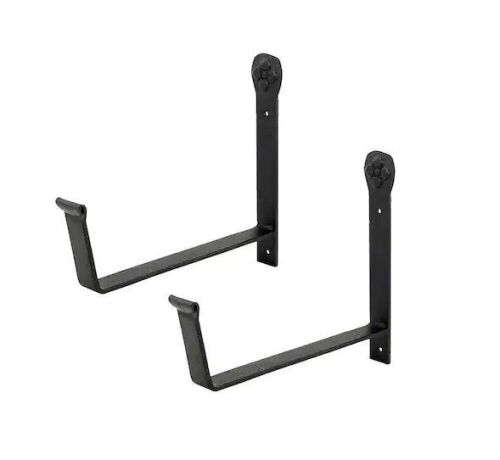 ACHLA DESIGNS 8 in. W Black Powder Coat Iron Wall Mounted Flower Box Brackets - Lot 587