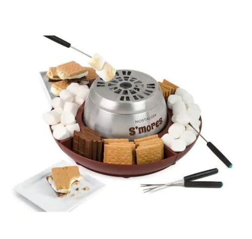 Nostalgia Indoor Electric Stainless Steel S'mores Maker with 4-Lazy Susan Compartment Trays - Lot 614