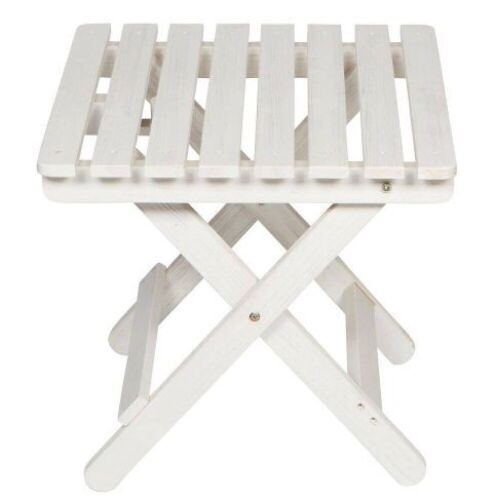 Shine Company Adirondack Eggshell White Square Wood Outdoor Side Folding Table - Lot 222