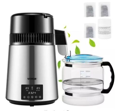 VEVOR 1.1Gal. Water Distiller 750W Timing Dual Temp Display Stainless Steel  - Lot 231