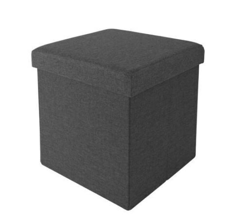 Seville Classics Charcoal Grey Foldable Fabric Storage Ottoman with Quilted Top - Lot 233