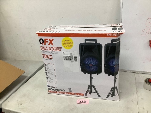 QFX Dual 8" Bluetooth Stereo PA System - Lot 2114