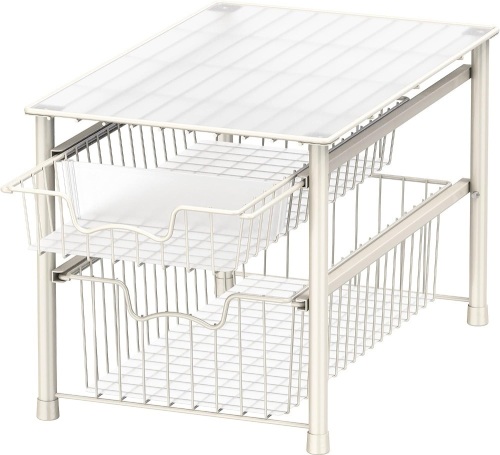SimpleHouseware Stackable 2 Tier Basket Drawer, White - Lot 2330