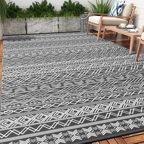 MontVoo-Outdoor Rug Carpet Waterproof 9x18 ft Reversible Patio Rug RV Camping Rug-Plastic Straw Rug Outside Indoor Outdoor Area Rug for Patio Clearance - Lot 2253