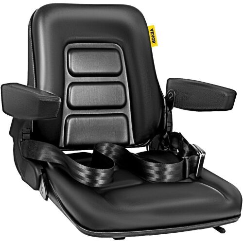 VEVOR Universal Fold Down Forklift Seat with Retractable Safety Belt, Armrest - Lot 240