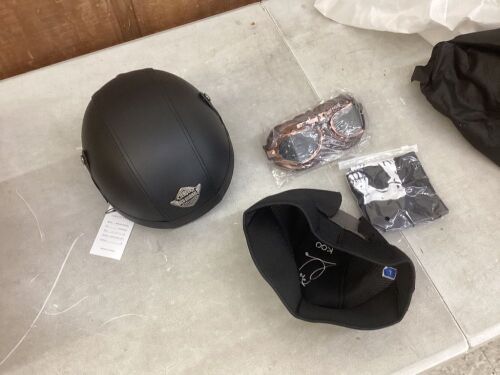 Half Face Motorcycle Helmet with Goggles  - Lot 370