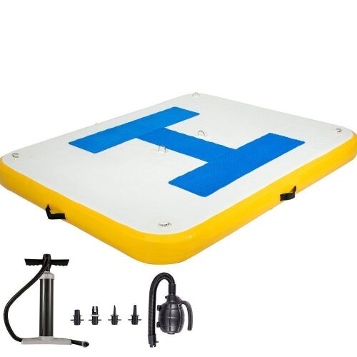 VEVOR Inflatable Floating Dock 6 x 5 ft, 6 Inch Thick, for 3-5 People, with Electric Air Pump - Lot 422