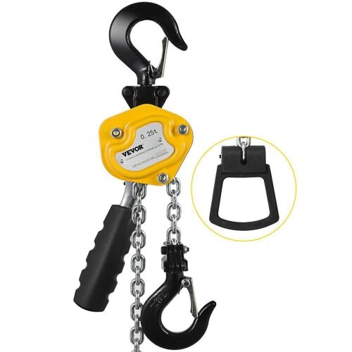 VEVOR 550LBS Manual Lever Chain Hoist, 1/4 Ton 5FT G80 Mini Come Along Ratchet Puller Hoist with Hook - Lot 424