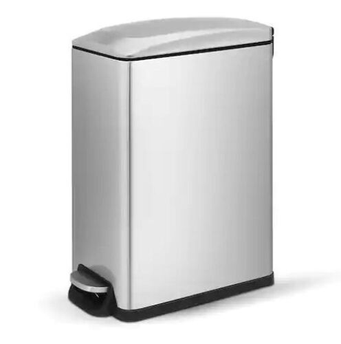 Innovaze 2.6 Gal. Fingerprint Free Stainless Steel Slim Rectangular Bathroom and Office Step-on Trash Can - Lot 651