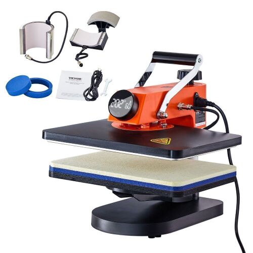 VEVOR 5-in-1 Heat Press, 12 x 15" Fast Heating, 360 Swing Away Digital Sublimation Transfer - Lot 682