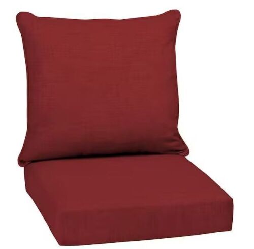 ARDEN SELECTIONS 24 in. x 24 in. 2-Piece Deep Seating Outdoor Lounge Chair Cushion in Ruby Red Leala - Lot 698