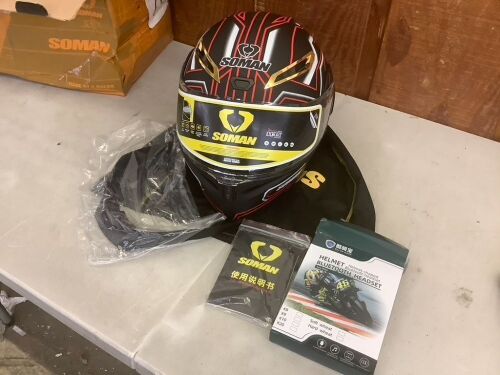 Full Face Motorcycle Helmet with Bluetooth Headset  - Lot 701