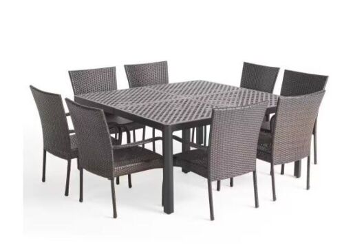 Noble House Bullpond Matte Black Aluminum Square Outdoor Dining Table - Table Only - Lot 71